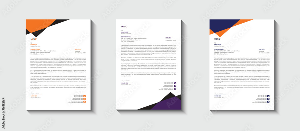 Obraz premium Modern corporate letterhead template design