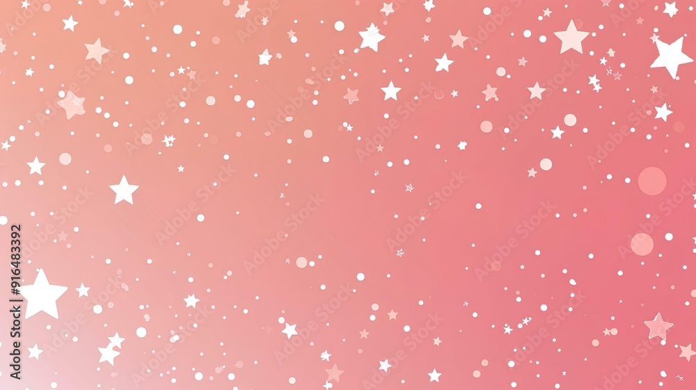 Pink background with stars, a cute and simple design with a pink gradient background and white dots in the middle of the screen, style of Japanese animation.