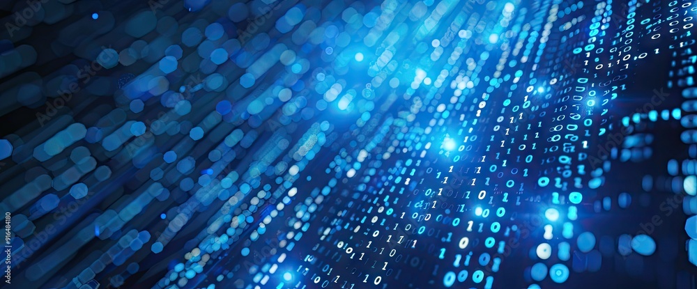 Digital Matrix of Binary Code in Blue Tones Digital Matrix of Binary Code in Blue Tones