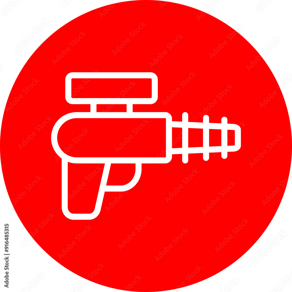 Water Gun Vector Line White Circle Red Water Gun Vector Line White Circle Red