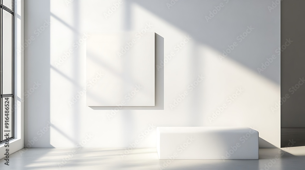 Minimalist Interior with Sunlight and Mockup