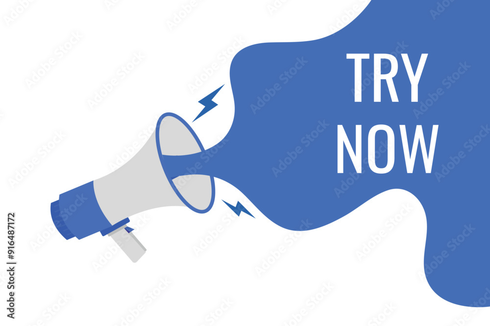try now button, banner, label, template for website. try now text with colorful megaphone icon
try now button, banner, label, template for website. try now text with colorful megaphone icon