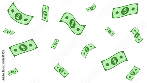 Falling dollars money border flat illustration 