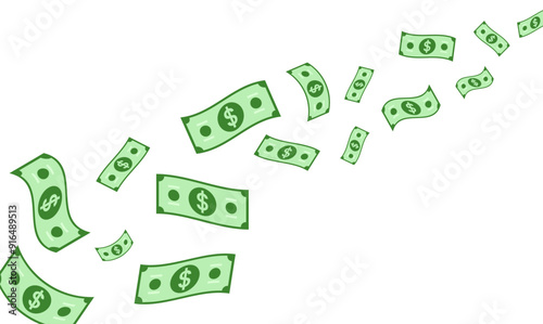 flying money dollars falling border business card decoration flat illustration 