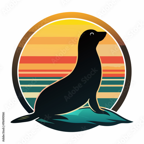 A seal with the sun behind it
