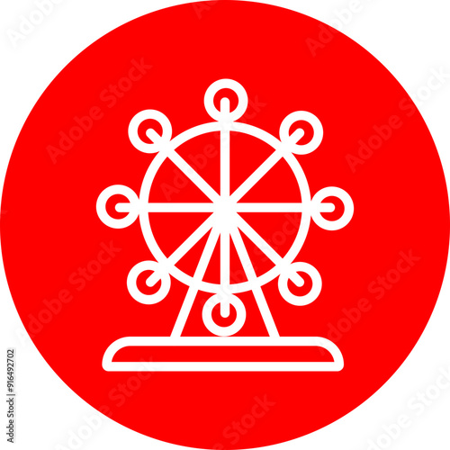 Theme Park Vector Line White Circle Red