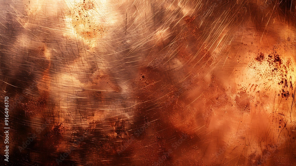 Fototapeta premium A background of metallic sheen, reflective surfaces with a brushed metal texture, copper color, warm and polished look, vintage feel, hd quality, natural look. --ar 16:9 --v 6.0 --s 250 --style raw