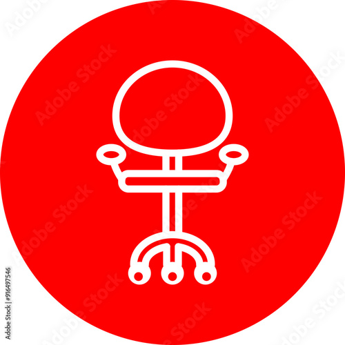 Office Chair Vector Line White Circle Red