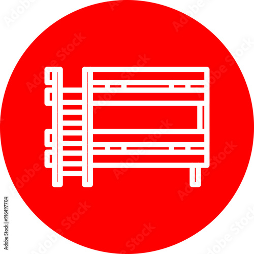 Bunk Bed Vector Line White Circle Red