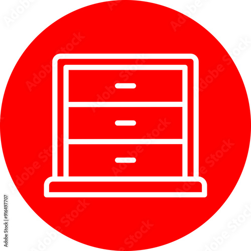 Bedside Table Vector Line White Circle Red