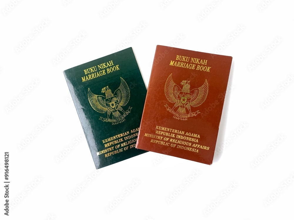Indonesian marriage book on a white background. Indonesian marriage book on a white background.