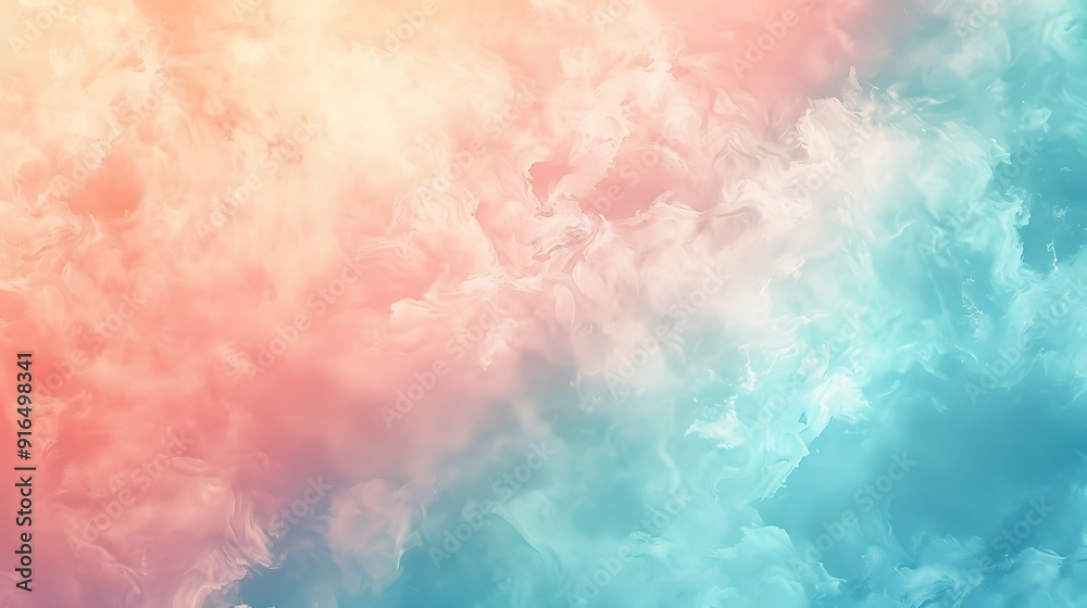 Fototapeta premium A background of pastel gradient texture, subtle transitions between pastel turquoise and coral colors, serene and dreamy feel, hd quality, natural look. --ar 16:9 --v 6.0 --s 250 --style raw