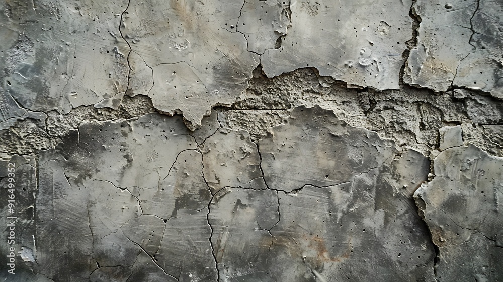 Fototapeta premium A background of rustic concrete texture, weathered concrete with deep cracks and worn edges, gritty and urban feel, hd quality, natural look. --ar 16:9 --v 6.0 --s 250 --style raw