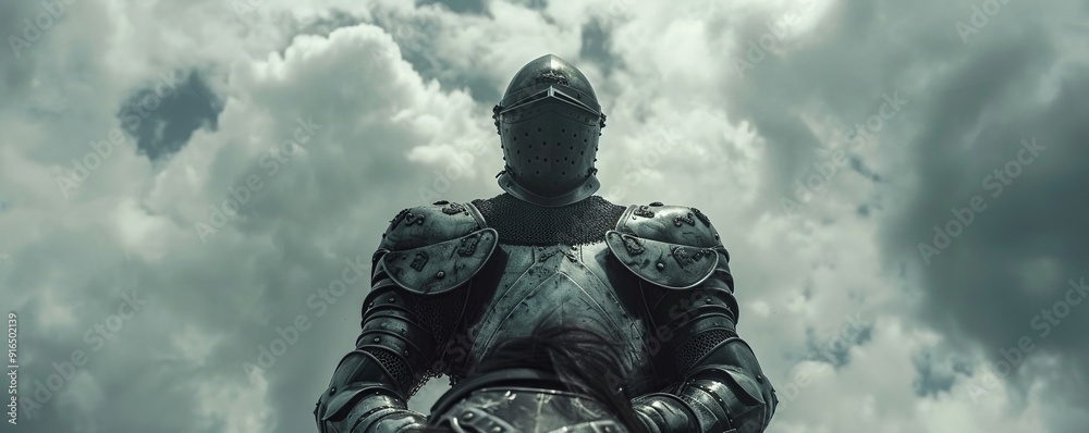 Medieval Knight in Armor Looking Down at the ground Medieval Knight in Armor Looking Down at the ground