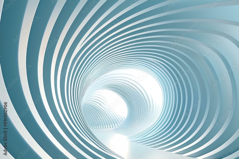 3D render of a white and blue abstract background with lines in the form of a tunnel or corridor, futuristic geometric wallpaper for presentation design, top view. 3D render of a white and blue abstract background with lines in the form of a tunnel or corridor, futuristic geometric wallpaper for presentation design, top view.