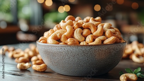 Homemade roasted salted cashews served in a bowl
