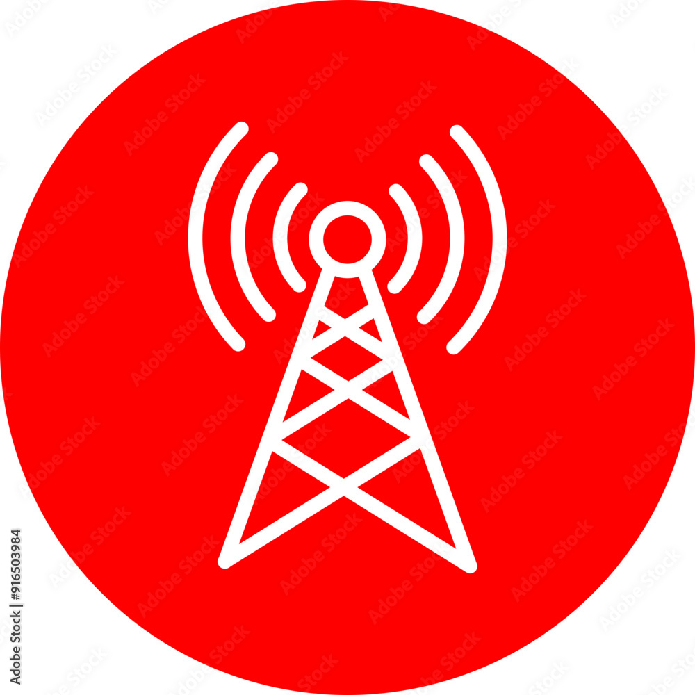 Ground Station Vector Line White Circle Red Ground Station Vector Line White Circle Red