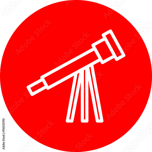 Telescope Vector Line White Circle Red