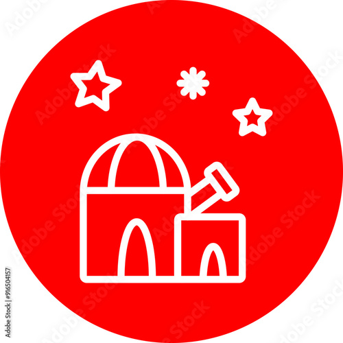 Observatory Vector Line White Circle Red