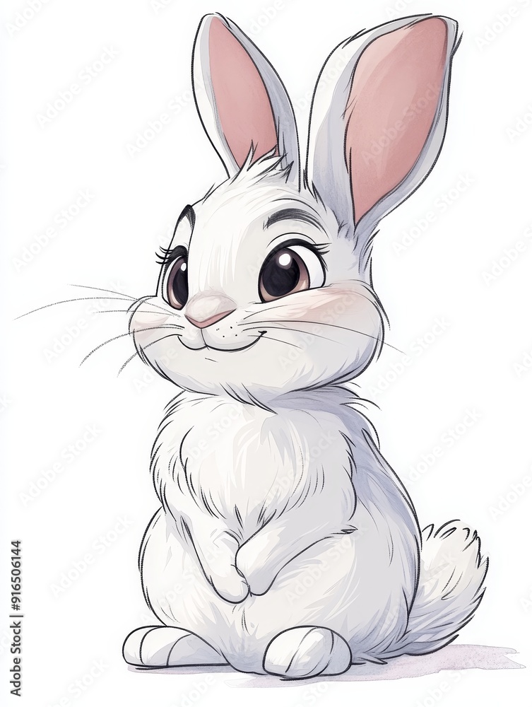 Fototapeta premium Adorable White Rabbit with Big Eyes
