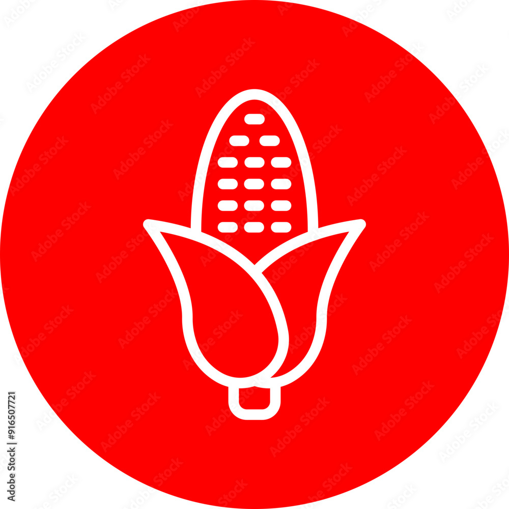 Corn Vector Line White Circle Red Corn Vector Line White Circle Red