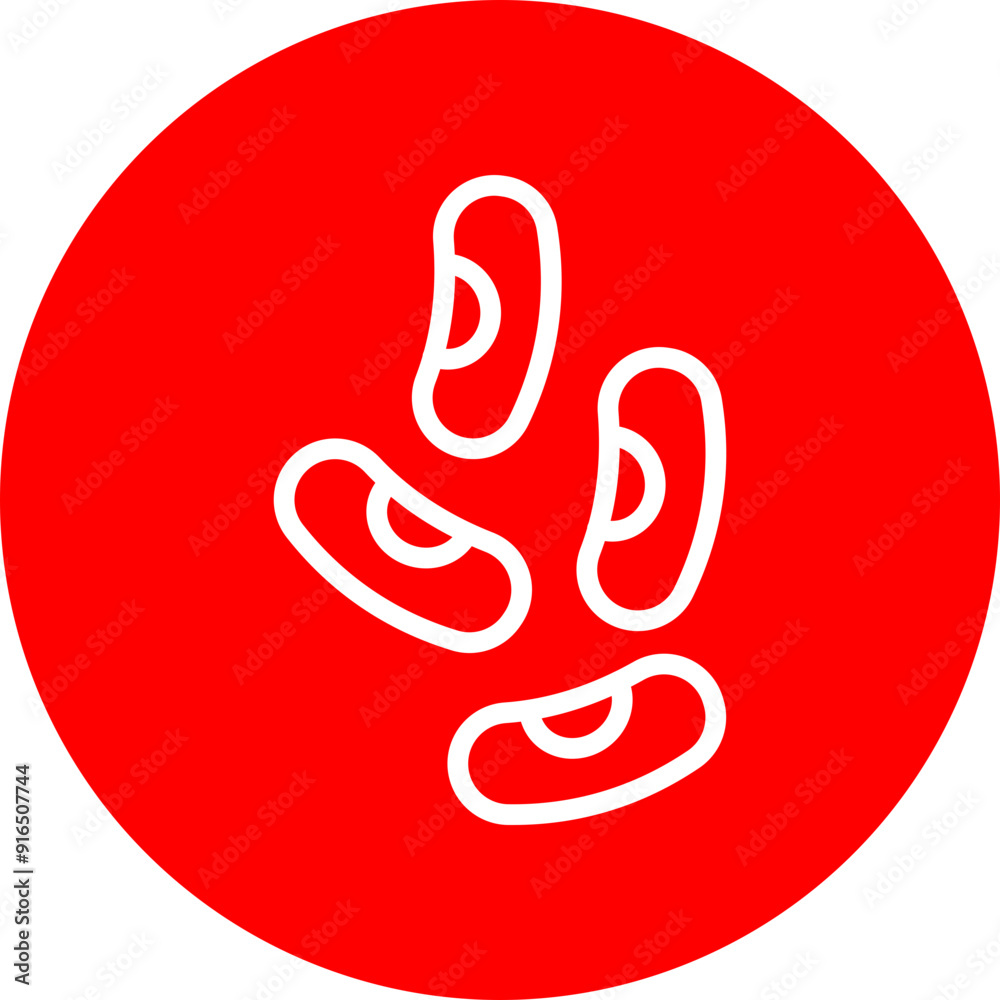 Beans Vector Line White Circle Red Beans Vector Line White Circle Red