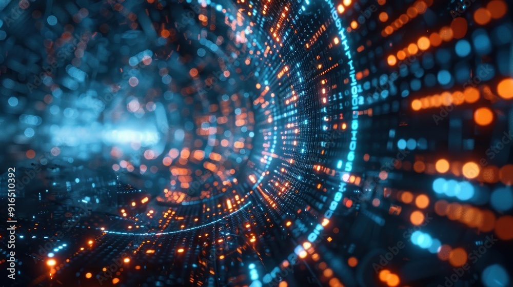 Digital Tunnel of Binary Code Digital Tunnel of Binary Code