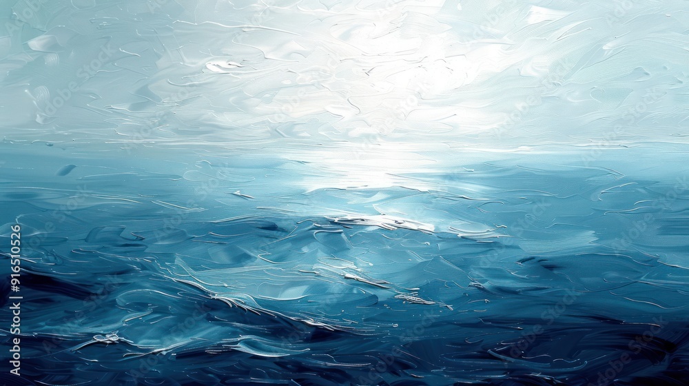 Fototapeta premium Blue Ocean Horizon Abstract Painting