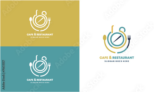 Café and restaurant logo icon vector illustration business usable with creative modern concept premium  Vector EPS10 file. photo