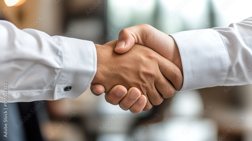 Businessmen shaking hands in an office Businessmen shaking hands in an office