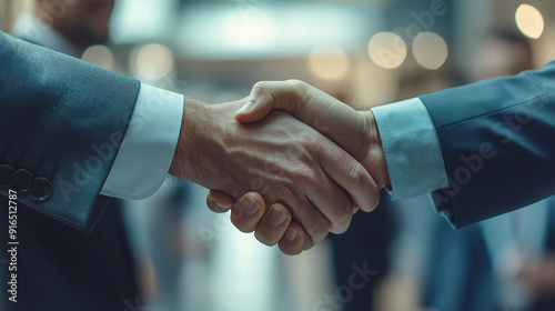 Businessmen shaking hands in an office