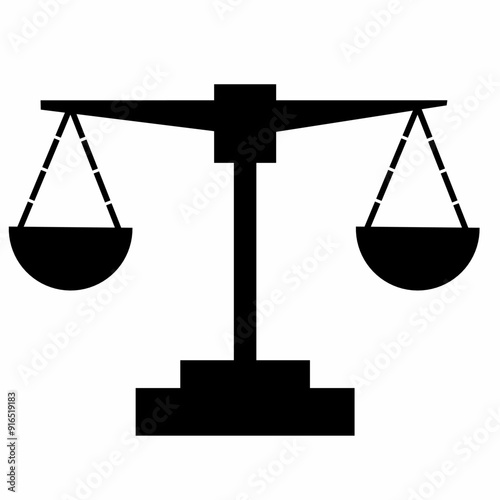 Balanced scale icon silhouette, balance or justice icon.