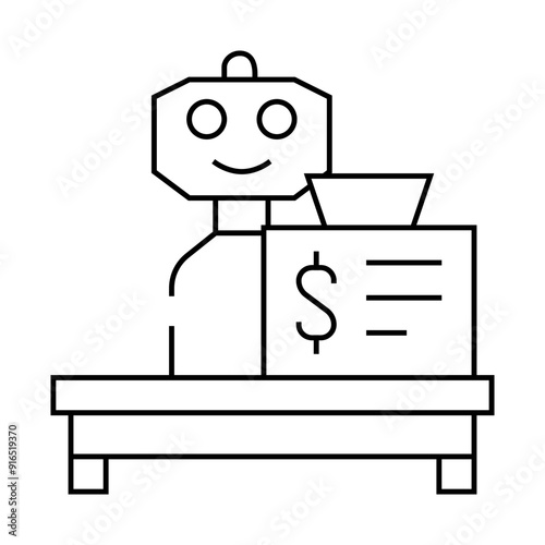 robot cashier line icon vector. robot cashier sign. isolated contour symbol black illustration