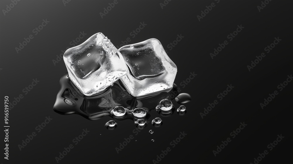 Two ice cubes are floating in a pool of water Two ice cubes are floating in a pool of water