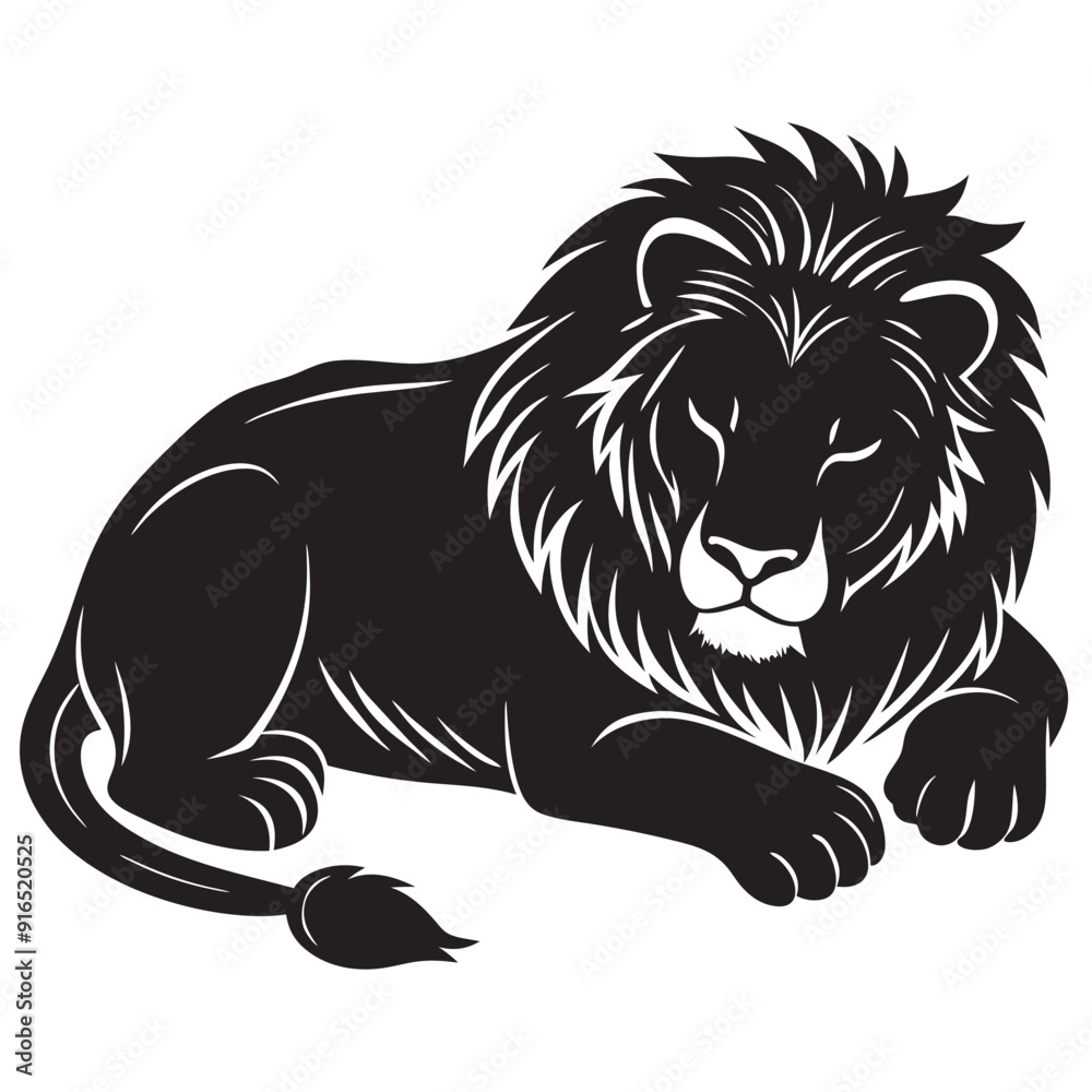 Obraz premium illustration of a sleeping african lion