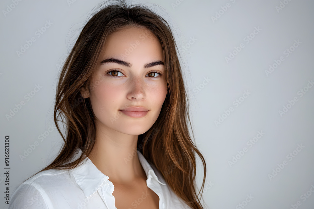 Beautiful young woman with clean fresh skin on white background. Face care, Facial treatment concept Beautiful young woman with clean fresh skin on white background. Face care, Facial treatment concept