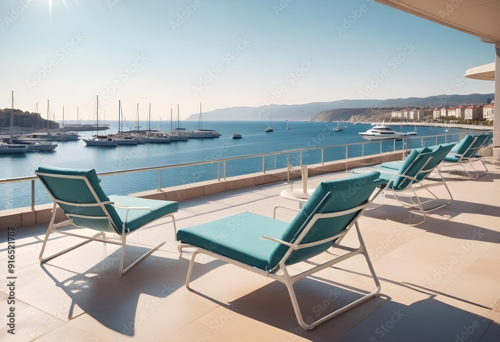 A table with chairs and a table with a view of mountains and the sun A table with chairs and a table with a view of mountains and the sun