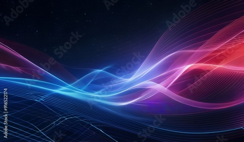 abstract background with a blue and red wave and stars, color light waves, glowing lines, glow wave, vivid background, background artwork, flashy modern background, cosmic energy wires