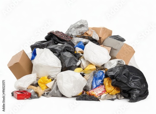 Pile of rubbish isolated on white background