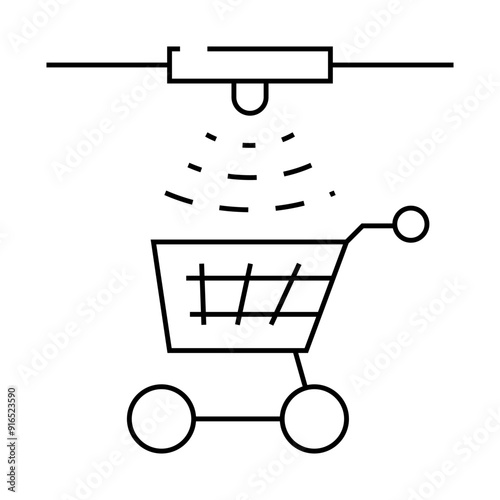 control of movement of carts line icon vector. control of movement of carts sign. isolated contour symbol black illustration