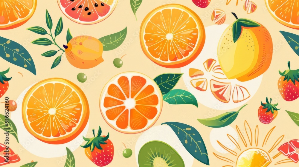 A light orange background with cheerful sun and cloud illustration A light orange background with cheerful sun and cloud illustration