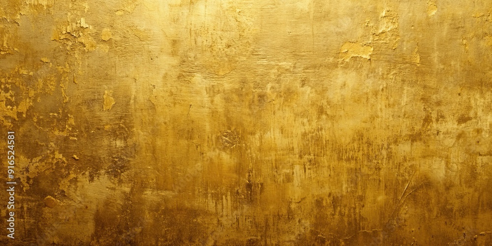 Fototapeta premium Abstract gold weathered wall painted background, weathered, gold, abstract, background, texture, aged, vintage, grunge, old, rough