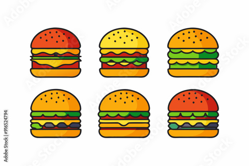 Sets Burger icon vector. Burger logo for web design