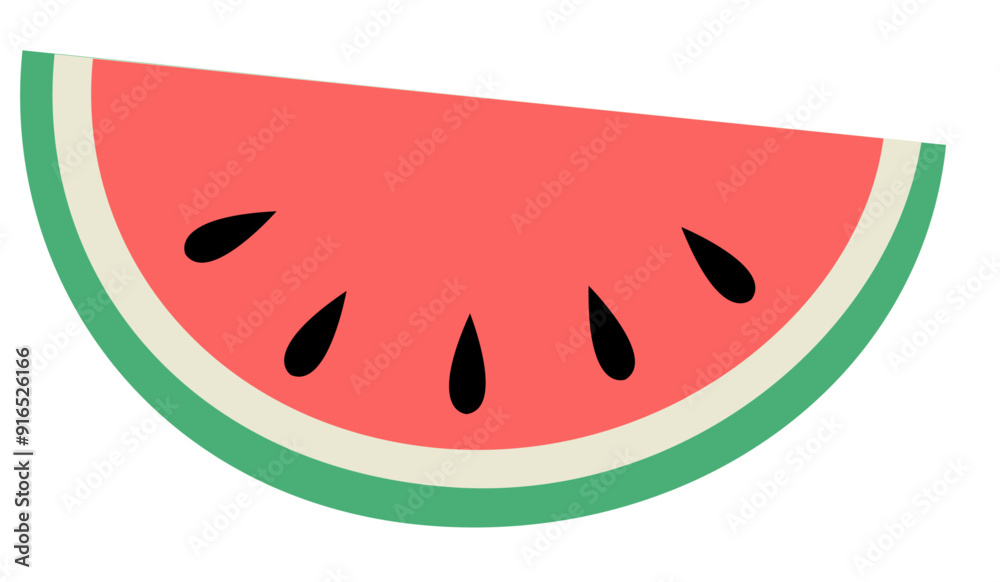 Cut watermelon slice illustration, vector, icon