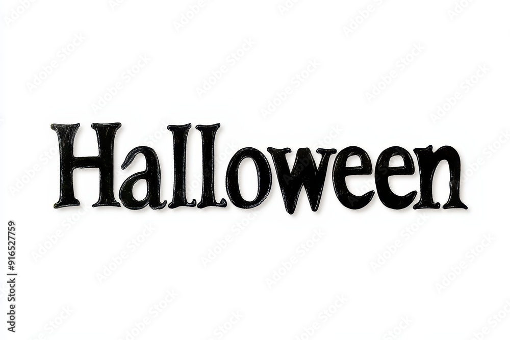 Black Halloween lettering craft displayed on a white background for decoration ideas Black Halloween lettering craft displayed on a white background for decoration ideas