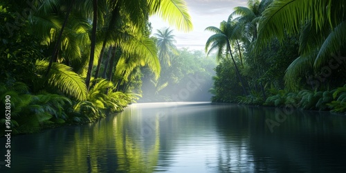 Hyper-Realistic Jungle with Flowing Water and Volumetric Lighting