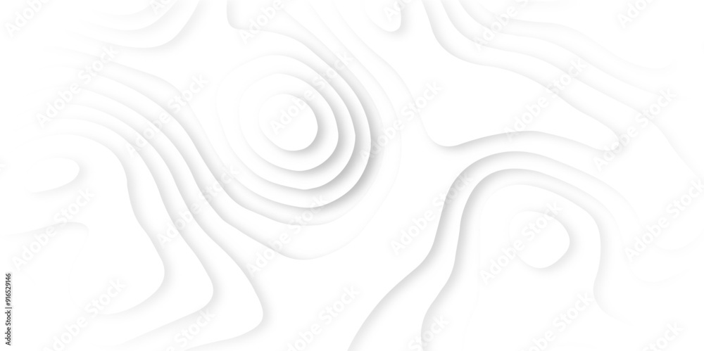Abstract wavy line 3d paper cut white background. Topographic canyon geometric map relief texture with curved layers and shadow. Abstract wavy line 3d paper cut white background. Topographic canyon geometric map relief texture with curved layers and shadow.