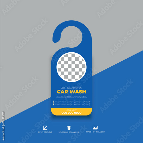 Vector door hanger car washing services design template
