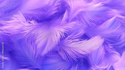 Purple color close up feather background. AI generation.