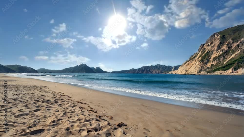 Clouds Rolling Over Mountain Ridges in the Morning and beautifull beach Clouds Rolling Over Mountain Ridges in the Morning and beautifull beach